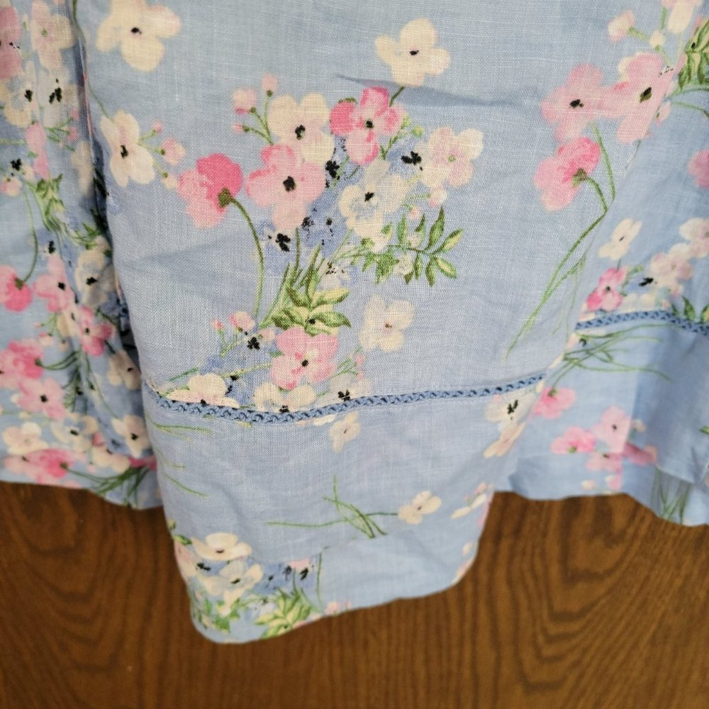 Gorgeous J. Jill Baby Blue Pink Floral Linen Dress Size Small - Picture 7 of 16